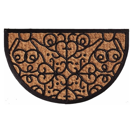 Configuracion 18 x 30 in. Fantasia Semicircle Doormat Natural & Black CO3366328
